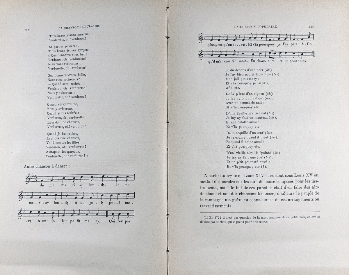Weckerlin (jb) - Popular Song. Firmint Didot Et Cie, 1886, Half-cloth Binding In Havana Brown-photo-8