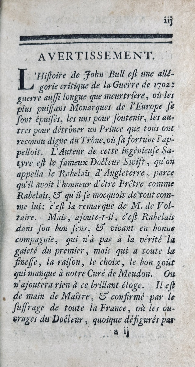 SWIFT & ARBUTHNOT - Le procès sans fin ou l'histoire de John Bull. Londres, Nourse, 1754, relié-photo-2