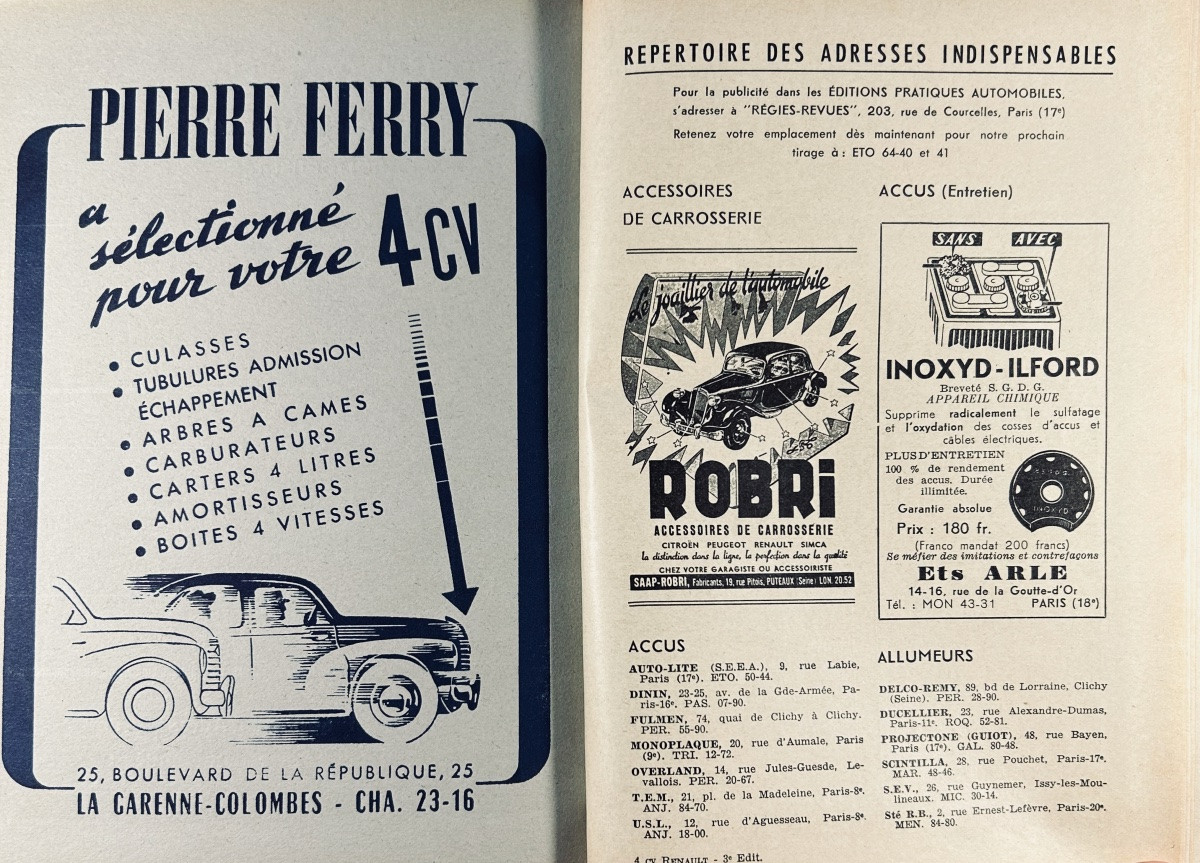 [RENAULT] - Votre 4 CV Renault. Éditions Pratiques Automobiles, vers 1950, cartonnage d'éditeur-photo-6
