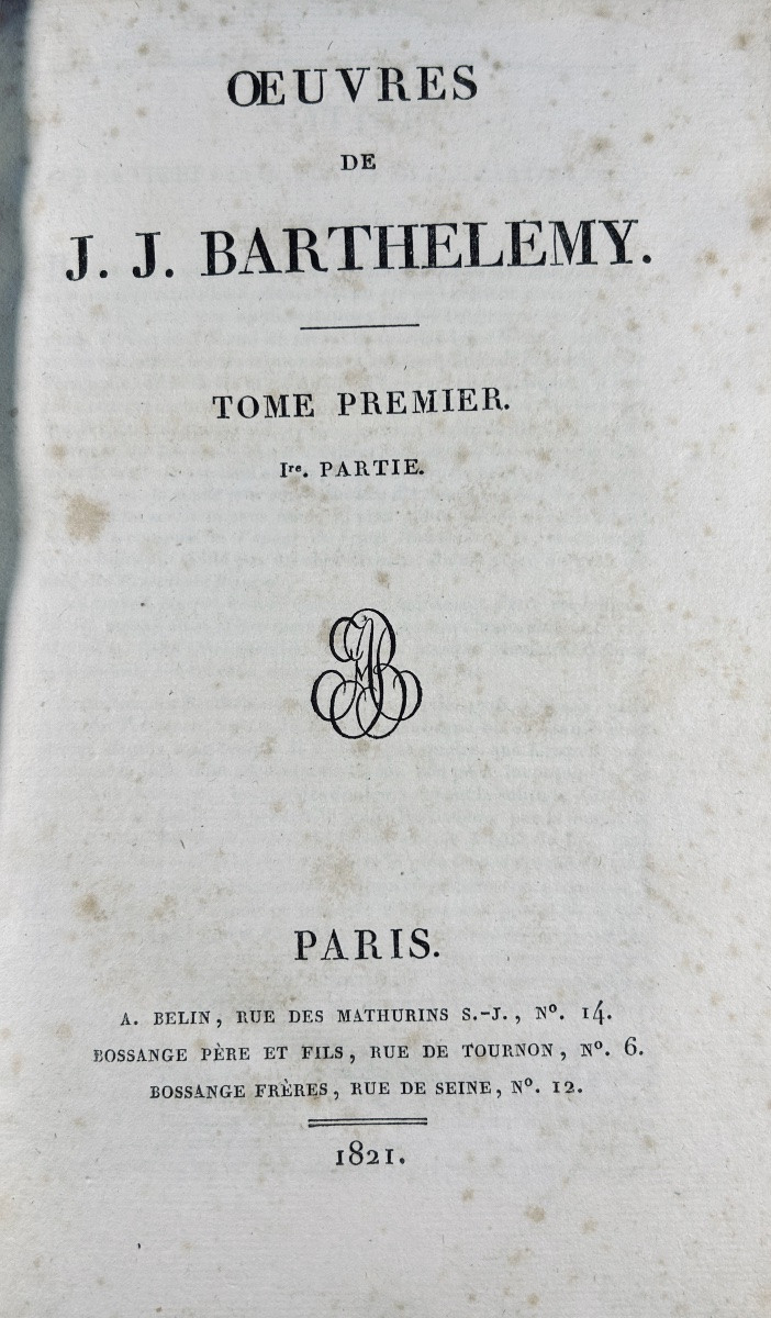 Barthélemy (j.-j.) - Works Of Barthélémy. At Belin And Bossange, 1821, Contemporary Binding.-photo-4