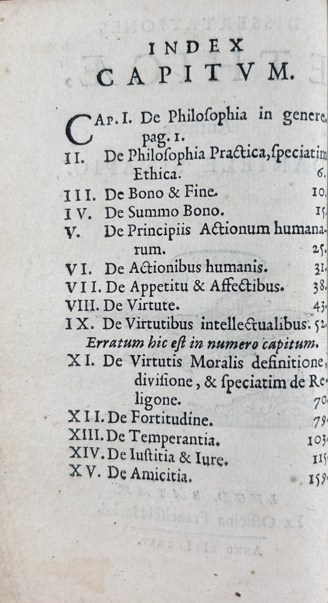 SINAPIO (Daniele) - Dissertationes ethicae. Chez Francis Hack, 1645, reliure du 19ème siècle.-photo-2