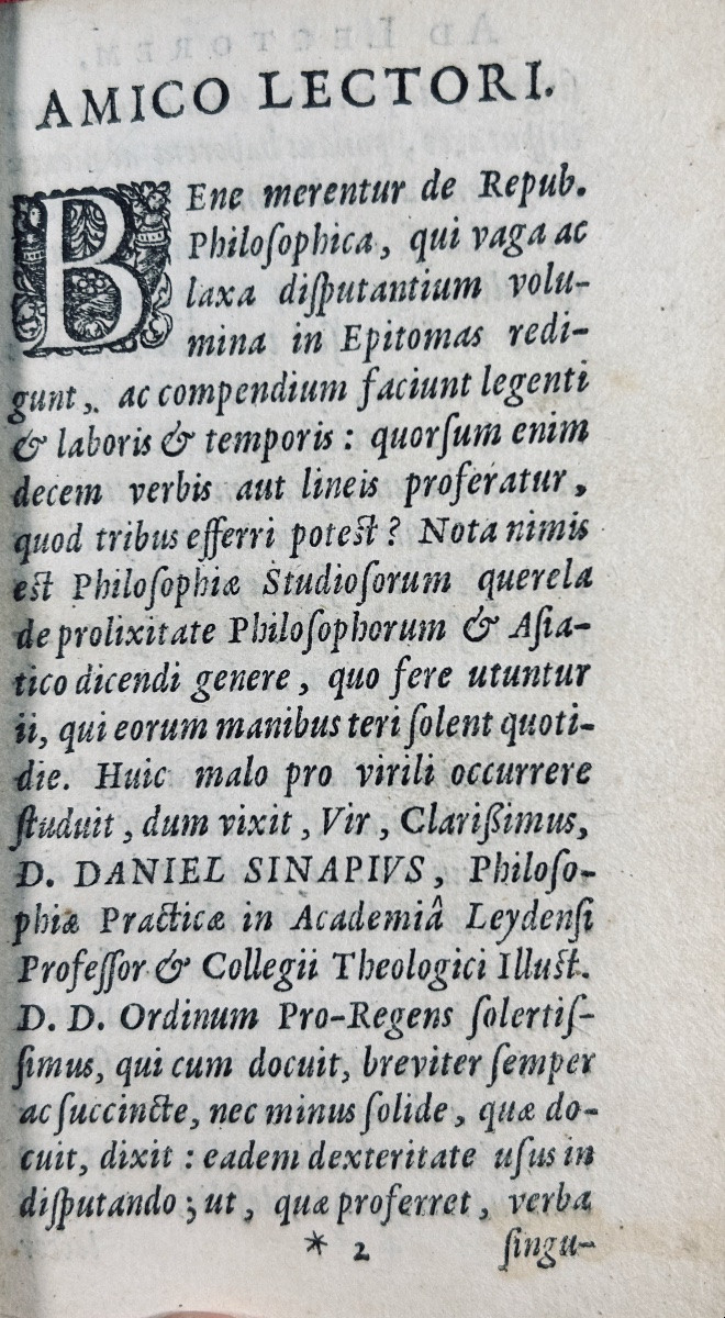 SINAPIO (Daniele) - Dissertationes ethicae. Chez Francis Hack, 1645, reliure du 19ème siècle.-photo-3