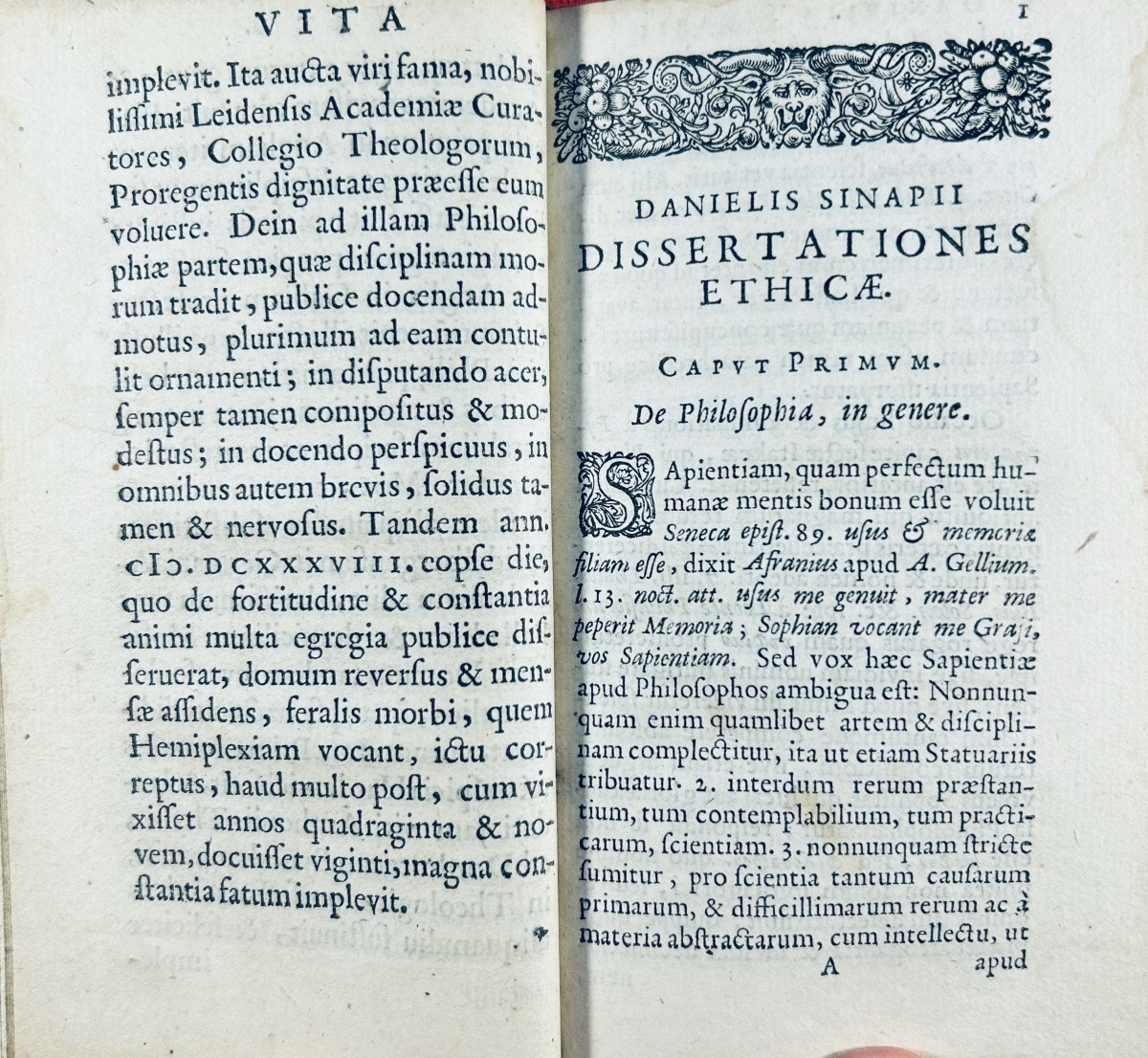 SINAPIO (Daniele) - Dissertationes ethicae. Chez Francis Hack, 1645, reliure du 19ème siècle.-photo-1