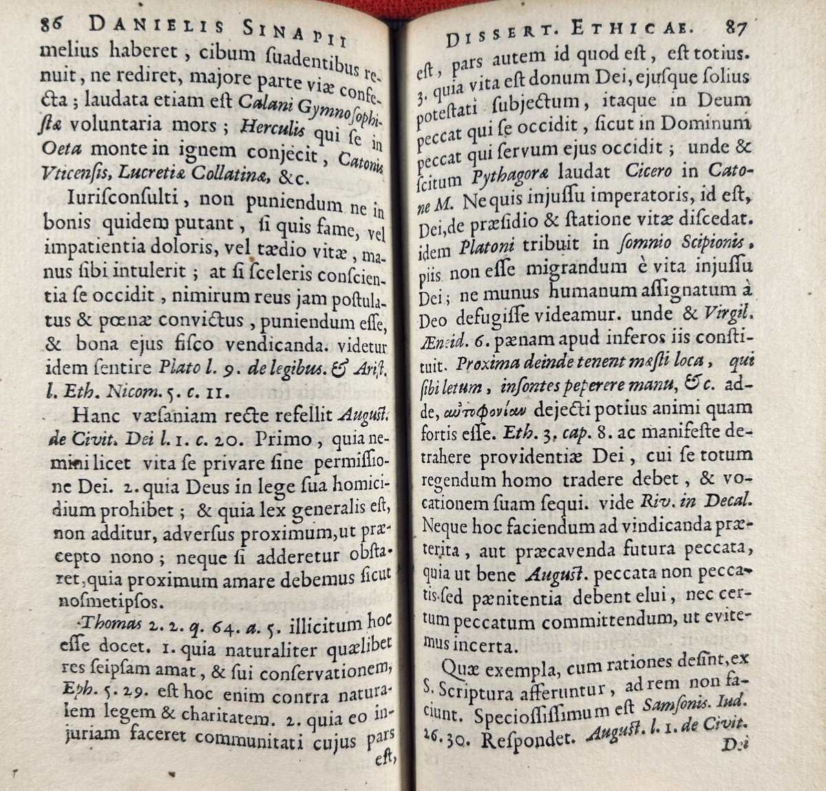 SINAPIO (Daniele) - Dissertationes ethicae. Chez Francis Hack, 1645, reliure du 19ème siècle.-photo-3