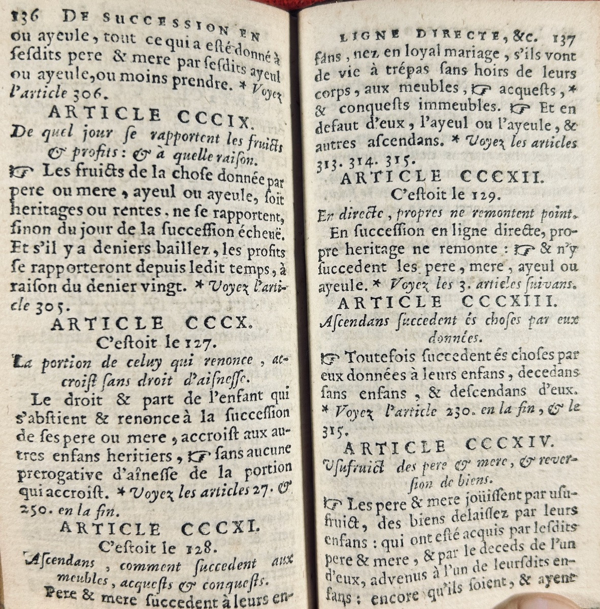 [DROIT] - Texte des coustumes de la prévosté de Paris. Chez Thierry, 1668, reliure maroquin.-photo-5