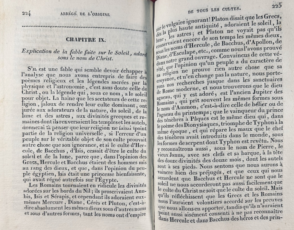DUPUIS (Charles-François) - Abrégé de l'origine de tous les cultes. 1835, reliure d'époque.-photo-4