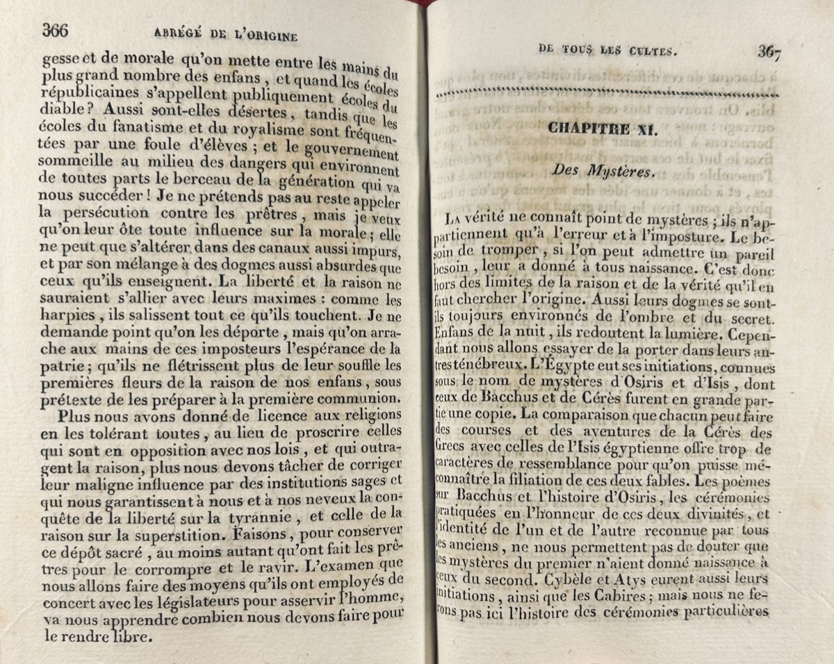 DUPUIS (Charles-François) - Abrégé de l'origine de tous les cultes. 1835, reliure d'époque.-photo-5