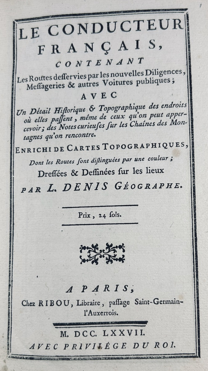 DENIS (Géographe) - Le conducteur français. Route de Saint-Omer & de Calais. Chez Ribou, 1787.-photo-4
