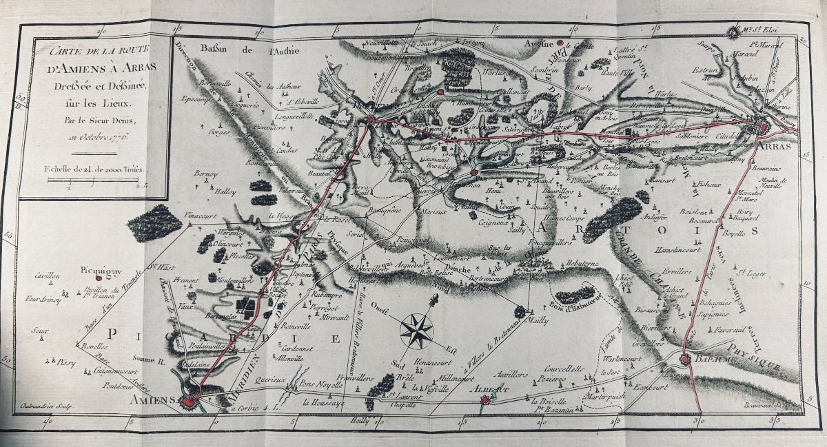 DENIS (Géographe) - Le conducteur français. Route de Saint-Omer & de Calais. Chez Ribou, 1787.-photo-1