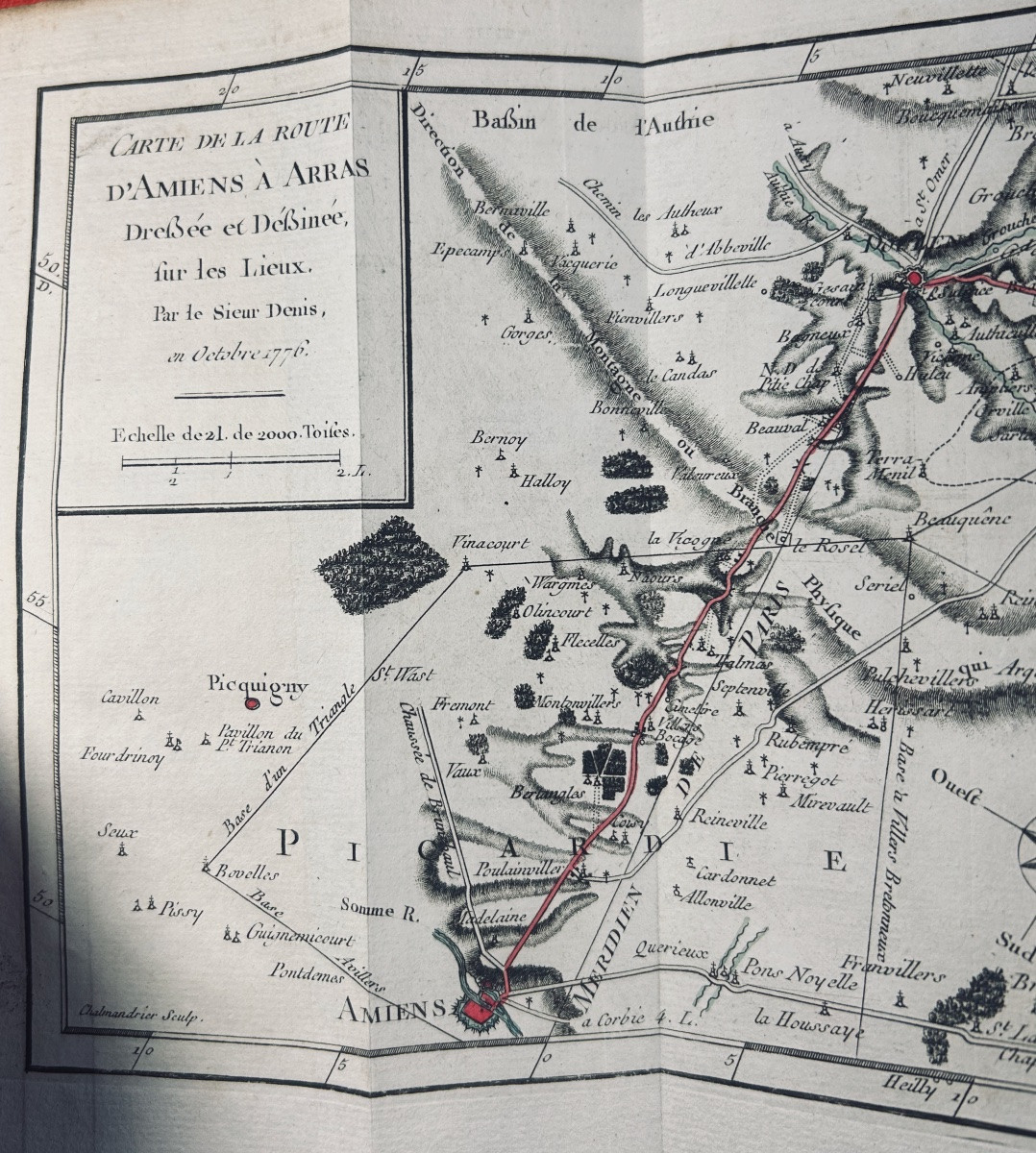 DENIS (Géographe) - Le conducteur français. Route de Saint-Omer & de Calais. Chez Ribou, 1787.-photo-3