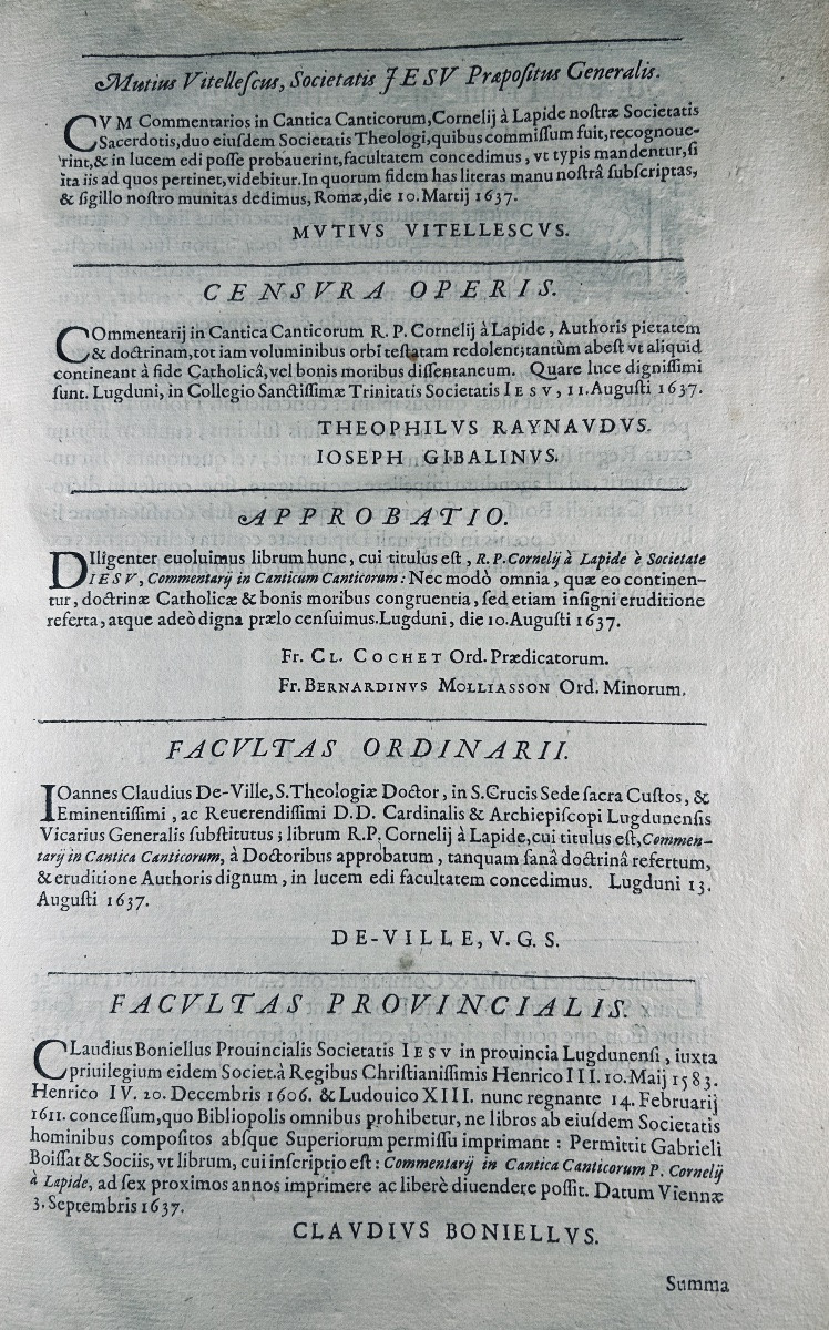 CORNELIUS A LAPIDE - Commentarii in Canticum Canticorum. Lyon, Chez Gabriel Boissat, 1637.-photo-2