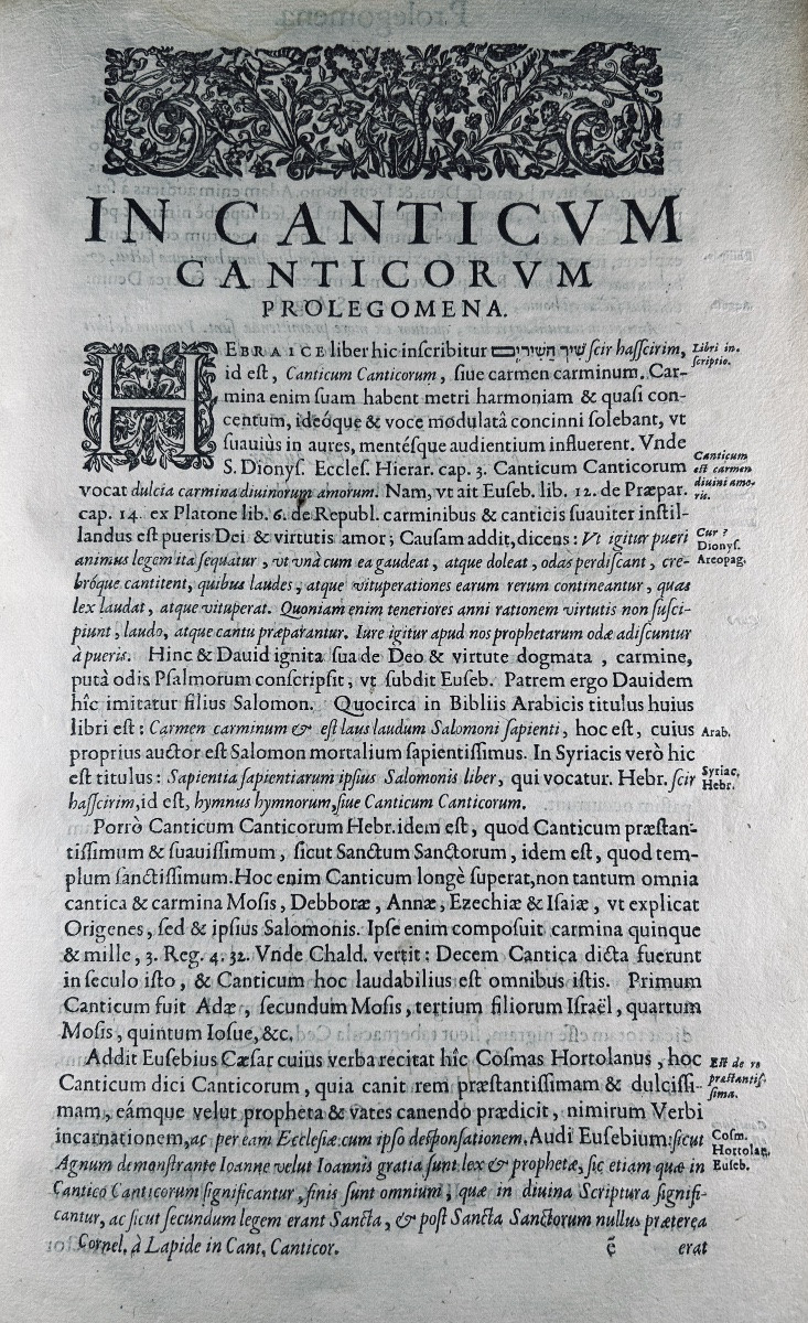 CORNELIUS A LAPIDE - Commentarii in Canticum Canticorum. Lyon, Chez Gabriel Boissat, 1637.-photo-3