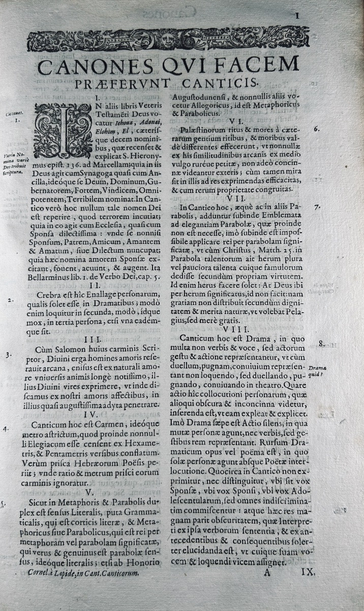 CORNELIUS A LAPIDE - Commentarii in Canticum Canticorum. Lyon, Chez Gabriel Boissat, 1637.-photo-1