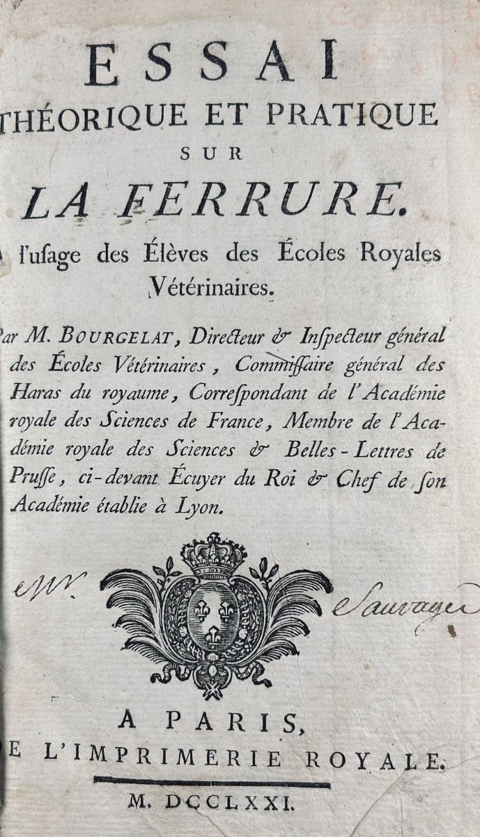 Bourgelat (claude) - Theoretical And Practical Essay On Ironwork. Imprimerie Nationale, 1771.