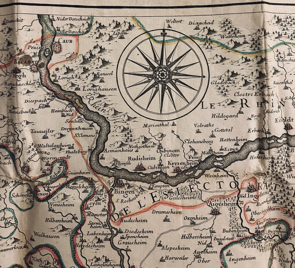 Map Of The Electorate Of Mainz Including The Palatinate. Circa 1780, Coloured Outlines.-photo-3