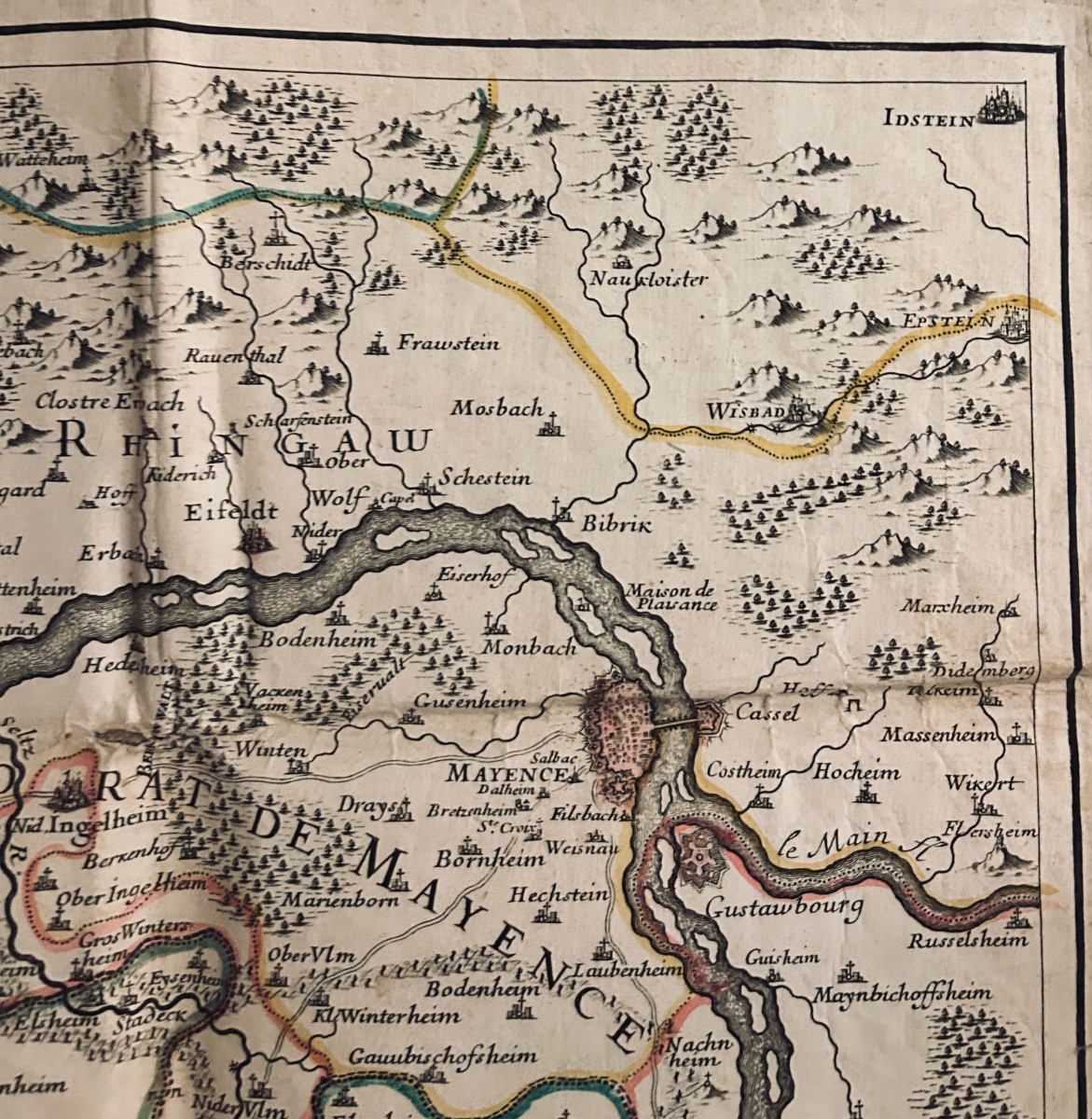 Map Of The Electorate Of Mainz Including The Palatinate. Circa 1780, Coloured Outlines.-photo-4