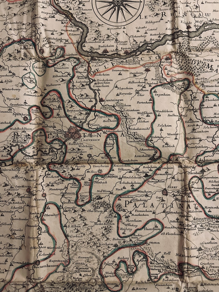 Map Of The Electorate Of Mainz Including The Palatinate. Circa 1780, Coloured Outlines.-photo-2