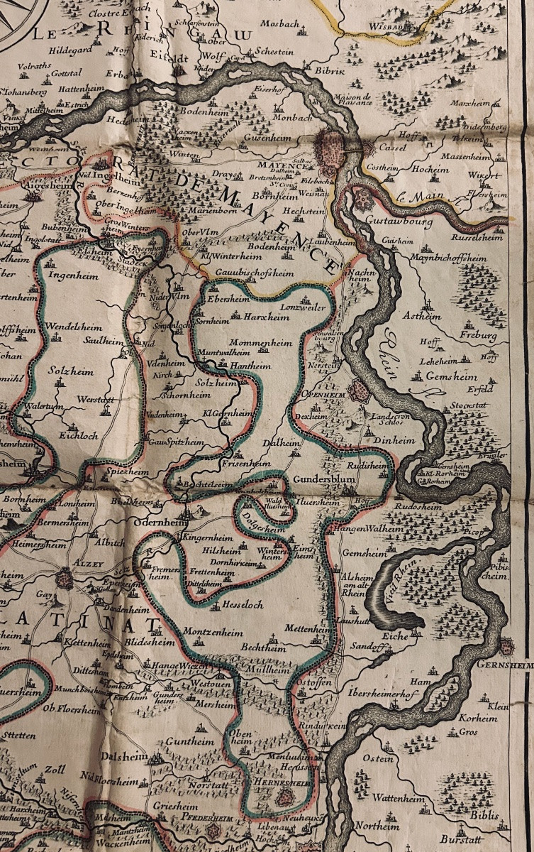 Map Of The Electorate Of Mainz Including The Palatinate. Circa 1780, Coloured Outlines.-photo-3