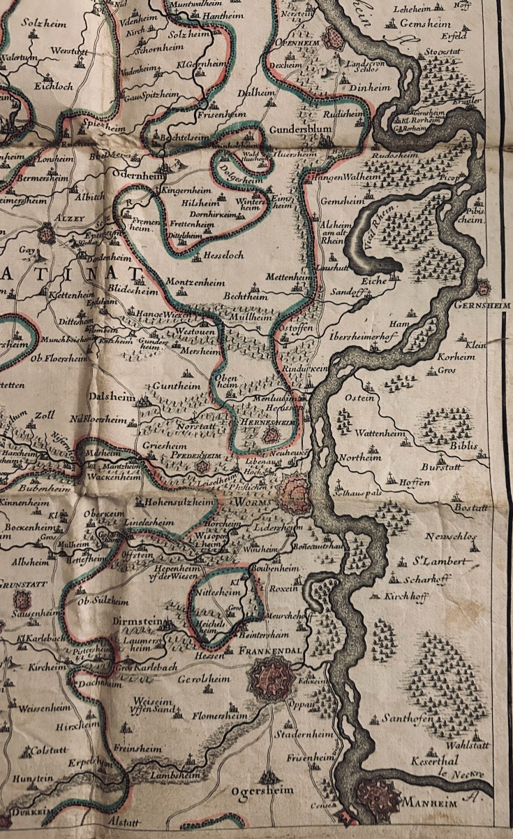 Map Of The Electorate Of Mainz Including The Palatinate. Circa 1780, Coloured Outlines.-photo-4