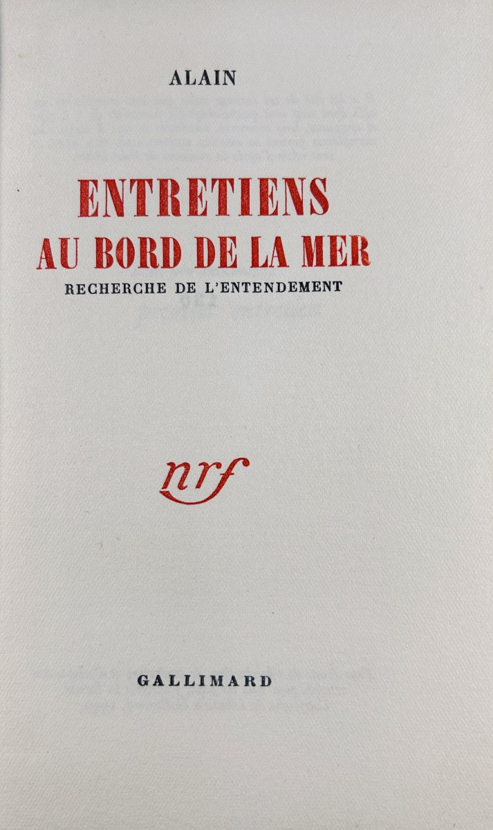 Alain - Conversations By The Sea. In Search Of Understanding. Bonet Binding, 1949.-photo-1