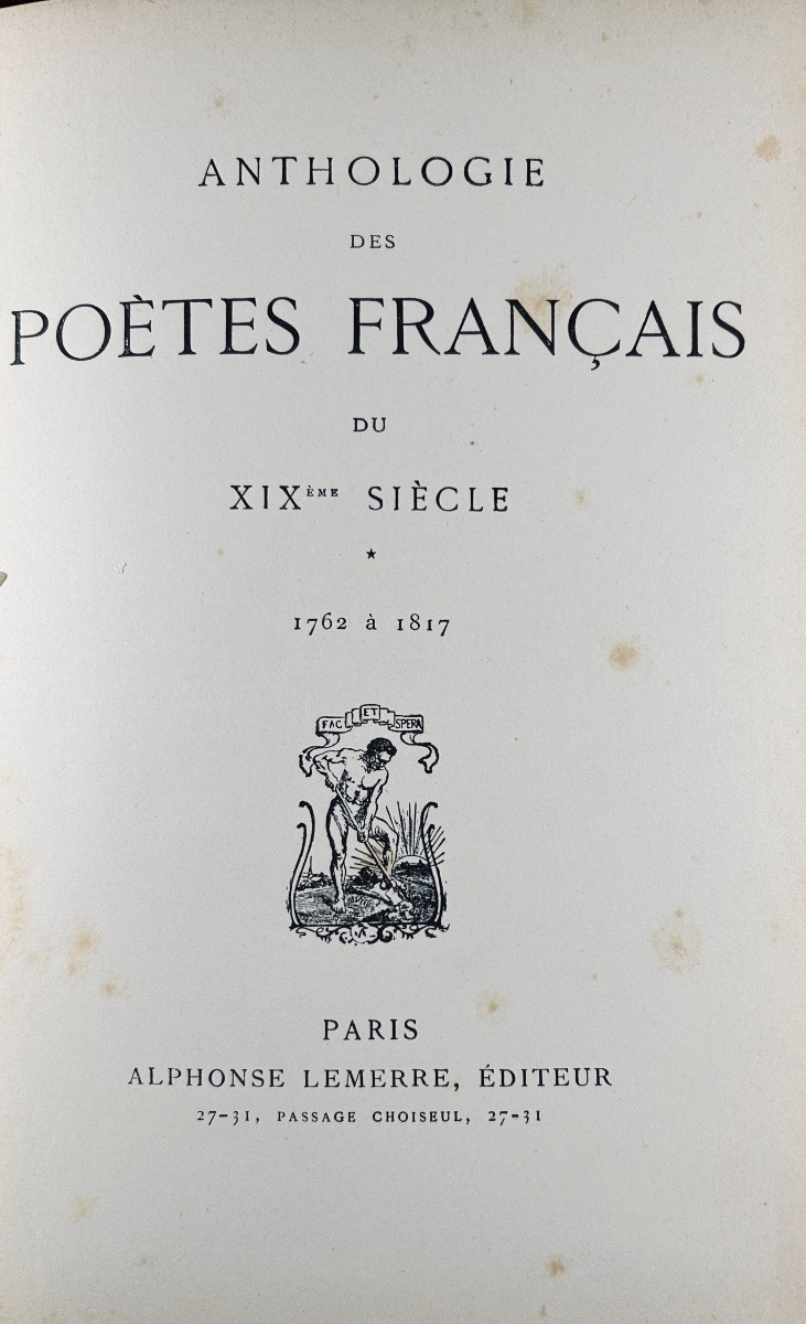 [anthologie] - Anthology Of Nineteenth-century Poets. Lemerre, 1888, 4 Volumes, Hardback.-photo-2