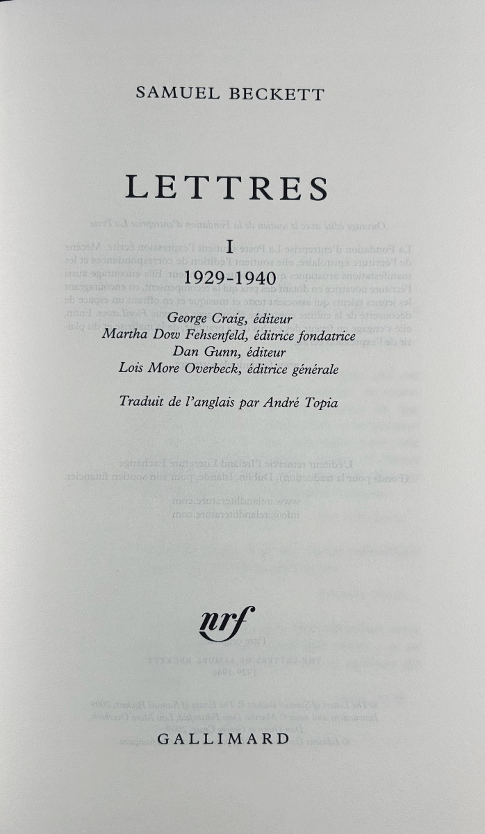 Beckett (samuel) - Letters 1, 2 And 3. Gallimard, 2014-2018. Publisher's Bindings With Dust Jackets.-photo-3