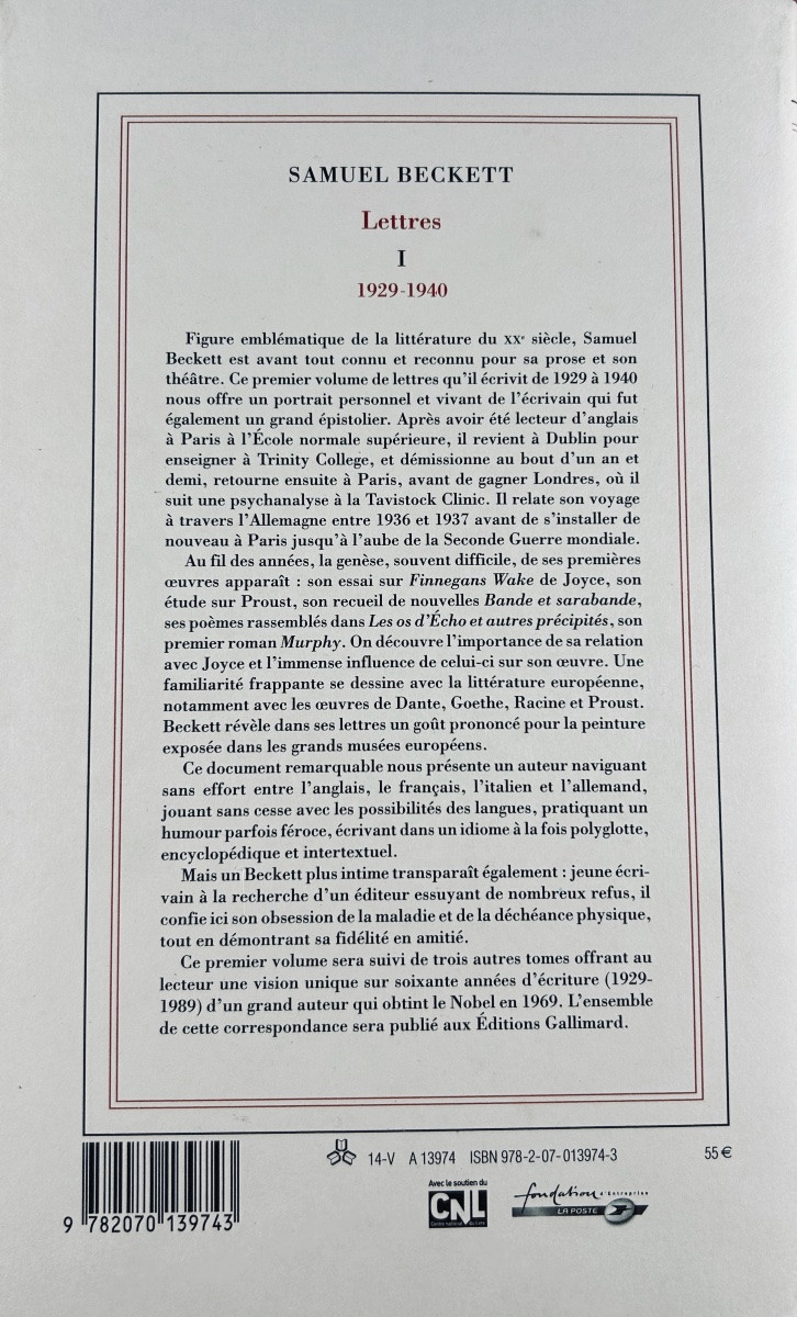 Beckett (samuel) - Letters 1, 2 And 3. Gallimard, 2014-2018. Publisher's Bindings With Dust Jackets.-photo-4