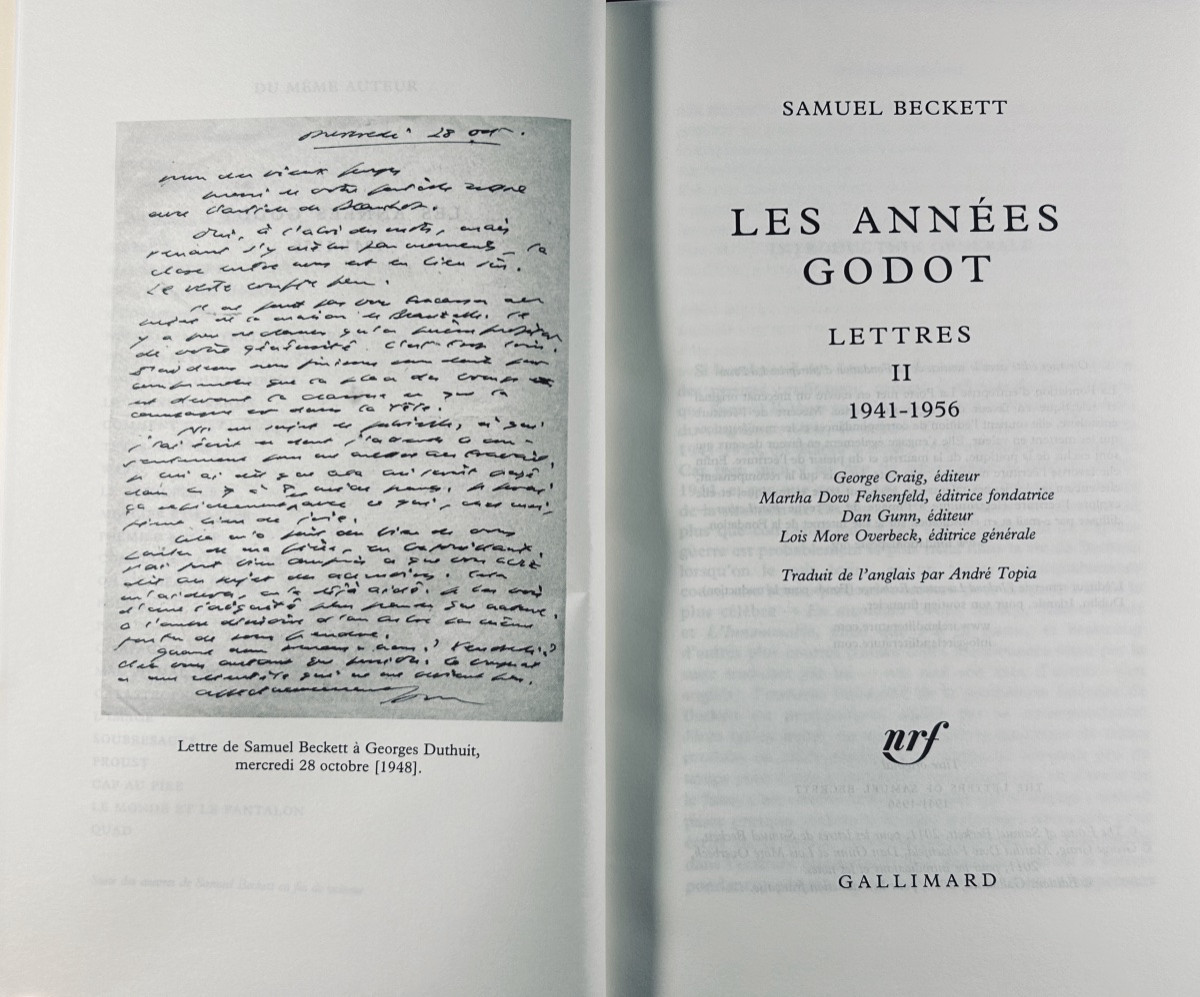 Beckett (samuel) - Letters 1, 2 And 3. Gallimard, 2014-2018. Publisher's Bindings With Dust Jackets.-photo-5
