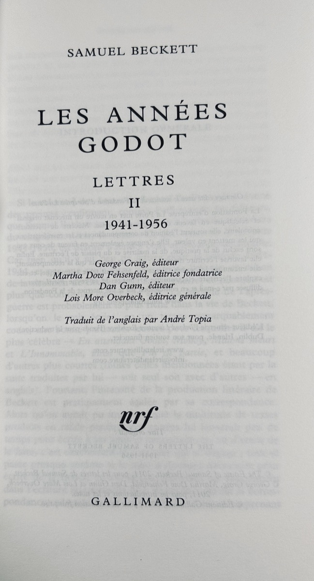 Beckett (samuel) - Letters 1, 2 And 3. Gallimard, 2014-2018. Publisher's Bindings With Dust Jackets.-photo-6