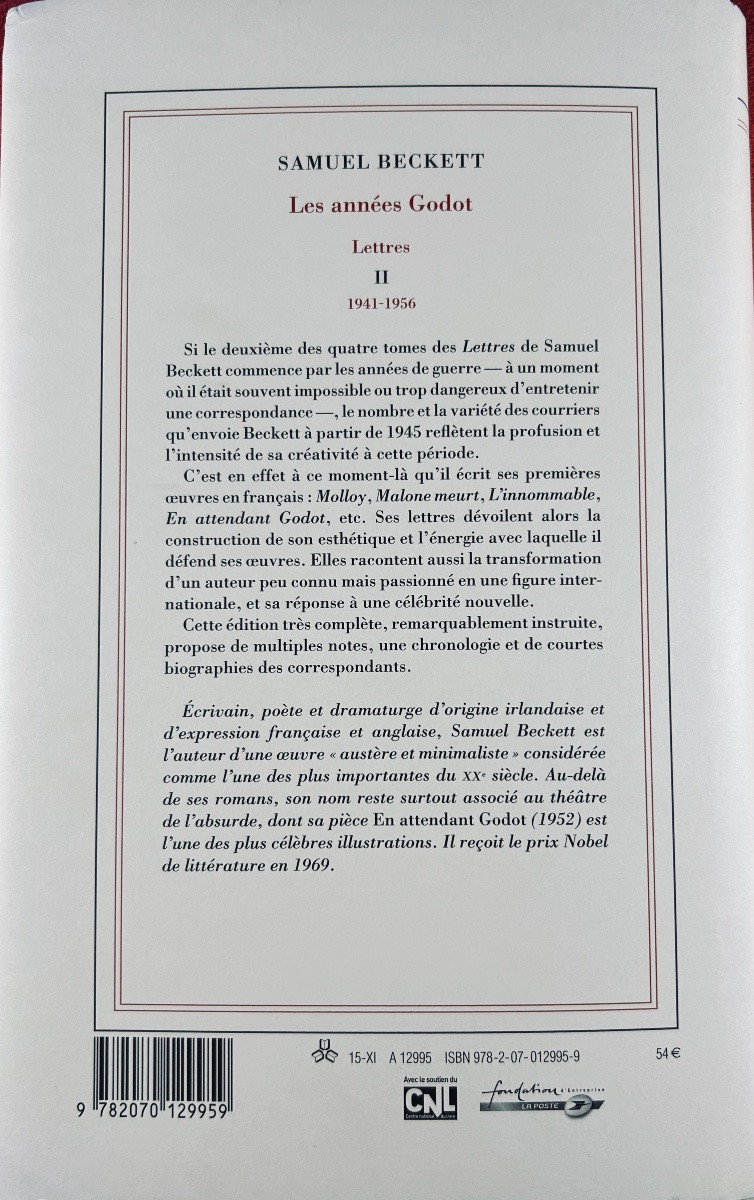 Beckett (samuel) - Letters 1, 2 And 3. Gallimard, 2014-2018. Publisher's Bindings With Dust Jackets.-photo-7