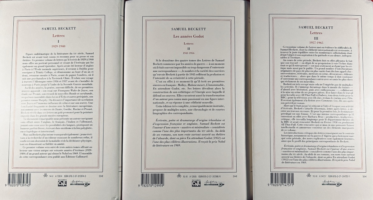 Beckett (samuel) - Letters 1, 2 And 3. Gallimard, 2014-2018. Publisher's Bindings With Dust Jackets.-photo-8