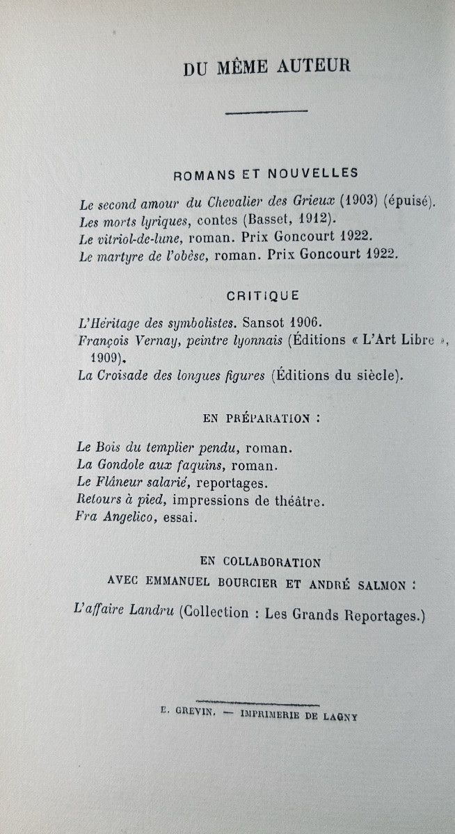 Béraud (henri) - Lazare. Albin Michel, 1924, Bound In Half Brown Basane, Numbered Copy.-photo-2