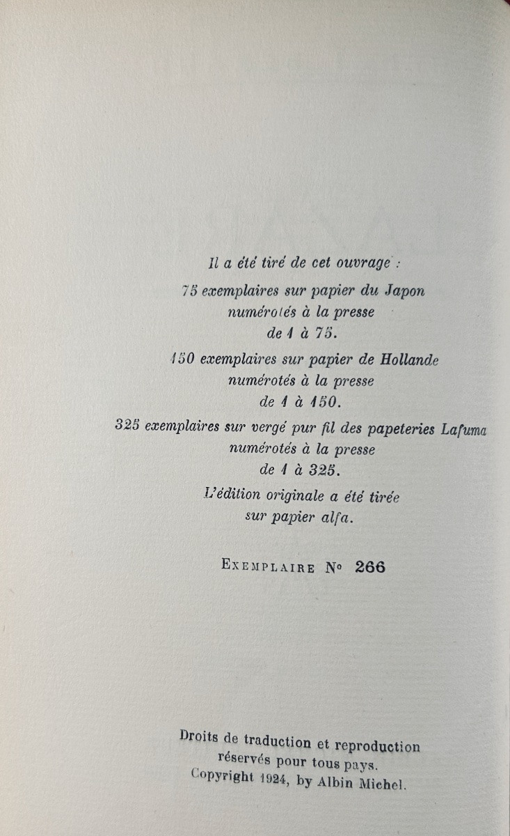 Béraud (henri) - Lazare. Albin Michel, 1924, Bound In Half Brown Basane, Numbered Copy.-photo-4