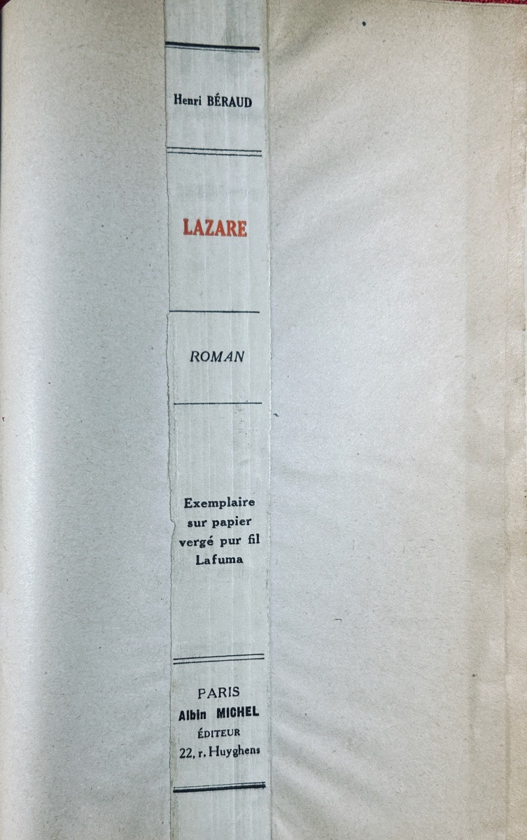 Béraud (henri) - Lazare. Albin Michel, 1924, Bound In Half Brown Basane, Numbered Copy.-photo-5