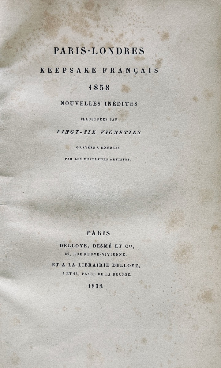 Paris-londres, Keepsake Français, 1838, Unpublished Short Stories. Delloye, Desmé & Cie, 1839.-photo-3