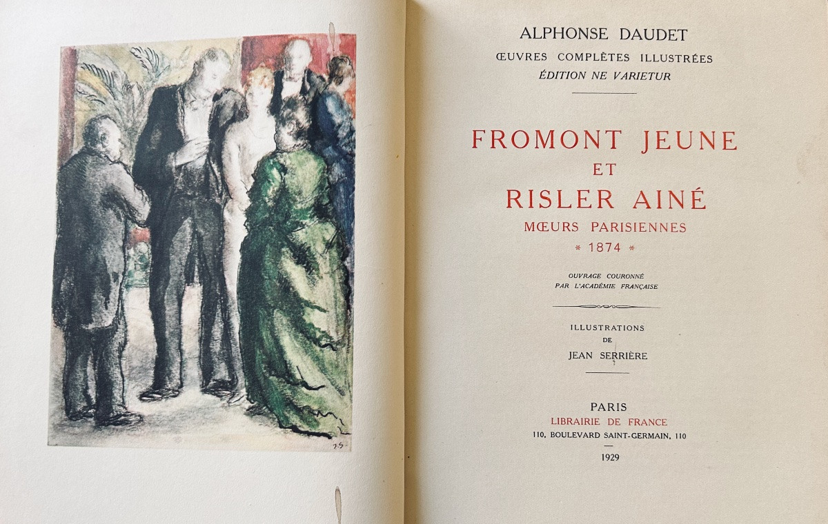 DAUDET (Alphonse) - Oeuvres complètes illustrées. Librairie de France, 1931, reliures d'éditeur-photo-4