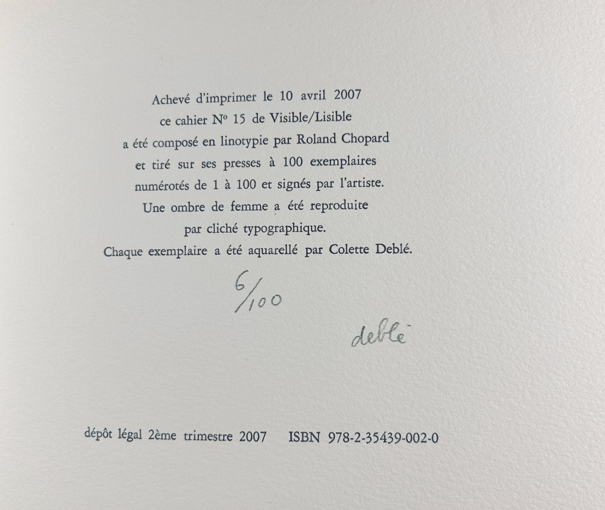 DEBLÉ & SARTORIUS - Visible lisible. Ravissement. La première nuit. D'encrages & Co, 2007.-photo-8
