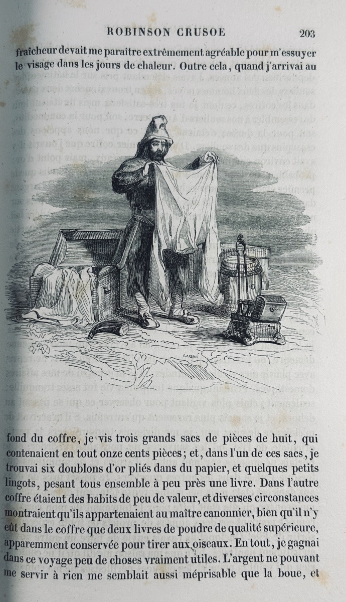 DEFOE (Daniel) - Aventures de Robinson Crusoe. Fournier Ainé, 1840, illustrations de GRANDVILLE-photo-3