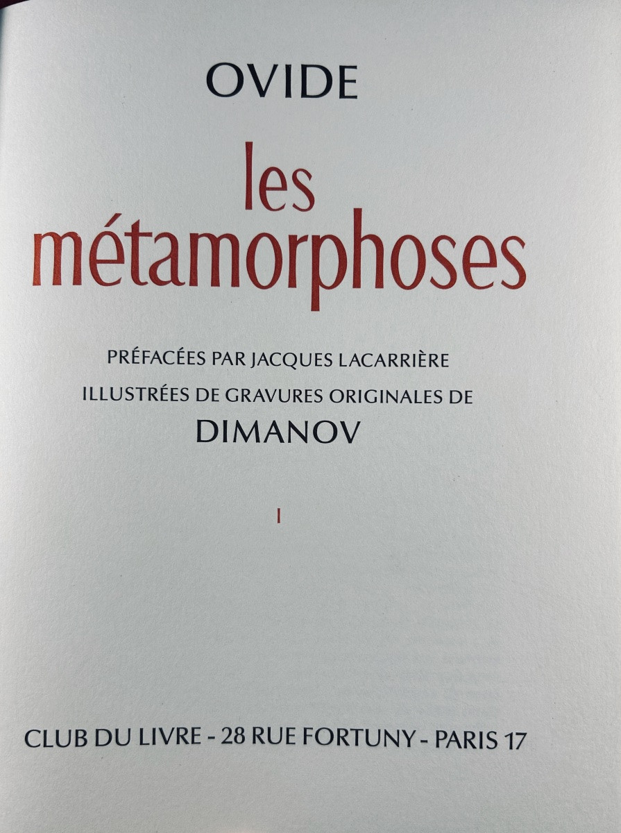 OVIDE - Les métamorphoses. Club du Livre, 1981, illustrations de DIMANOV et reliures d'éditeur.-photo-2