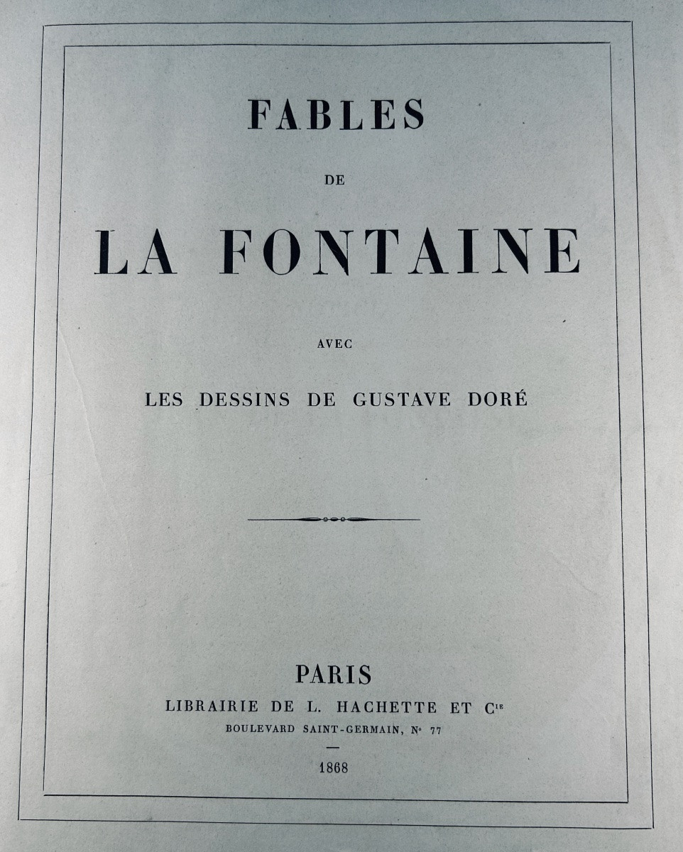 [DORÉ] - LA FONTAINE - Fables de La Fontaine. Hachette & Cie, 1868, cartonnage d'éditeur.-photo-2