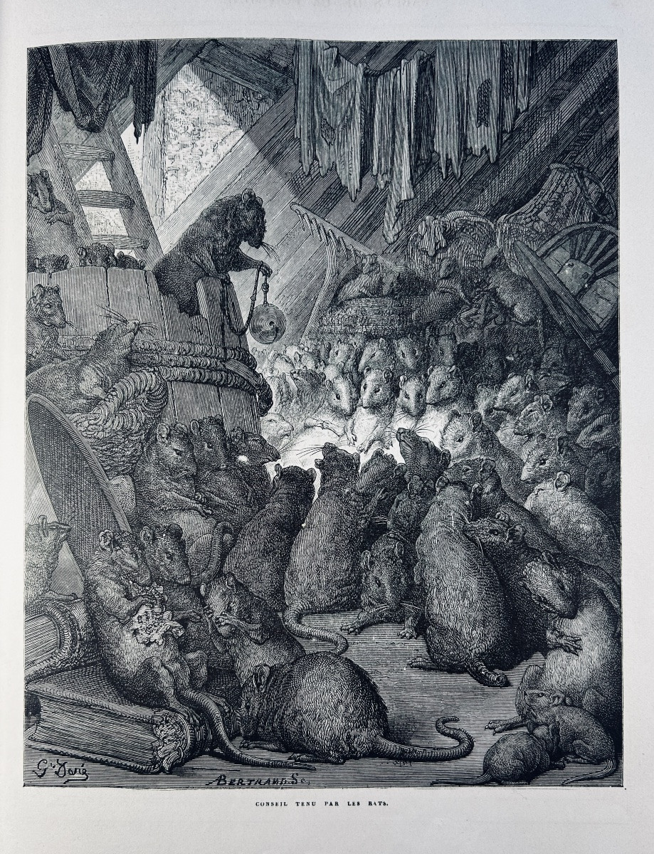 [DORÉ] - LA FONTAINE - Fables de La Fontaine. Hachette & Cie, 1868, cartonnage d'éditeur.-photo-2