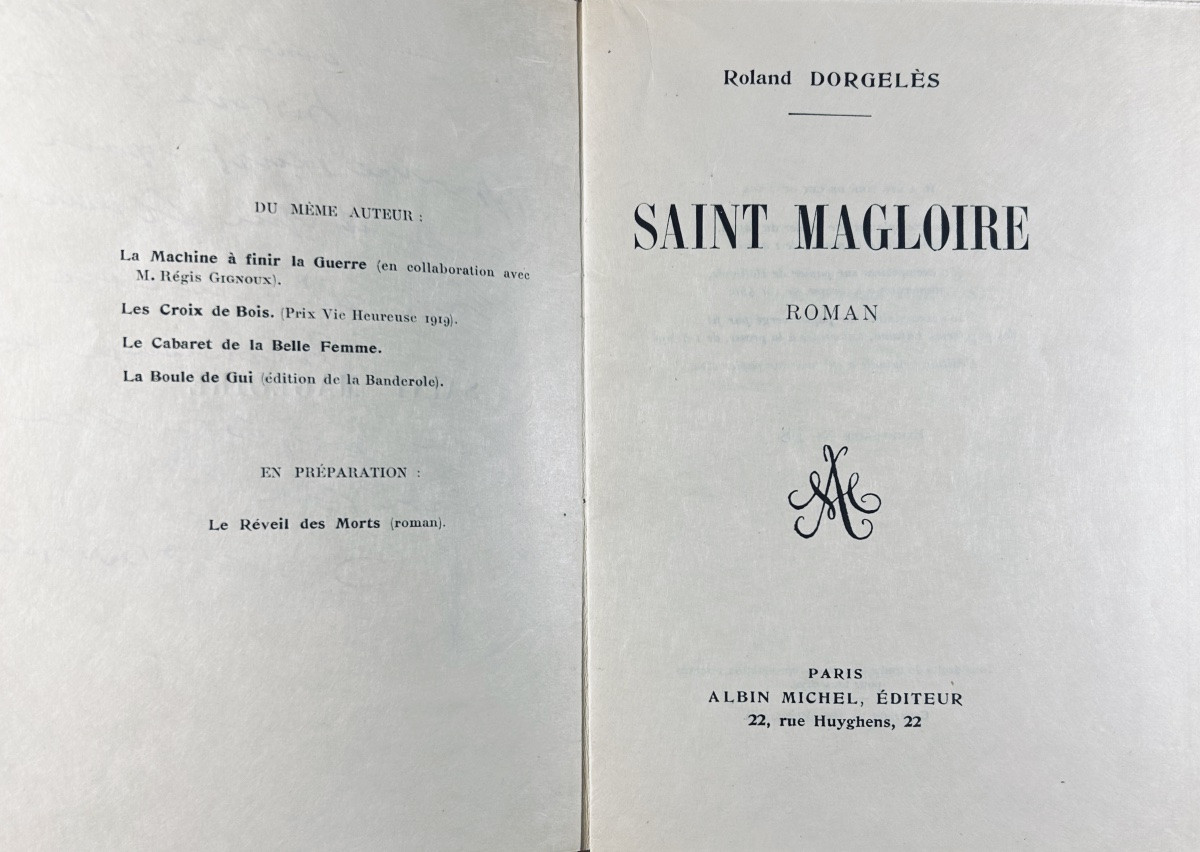 Dorgelès (roland) - Saint Magloire. Albin Michel, 1922, Copy On Japon Paper With Slipcase.-photo-4