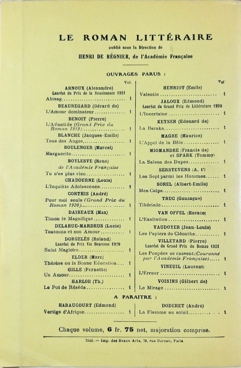 Dorgelès (roland) - Saint Magloire. Albin Michel, 1922, Copy On Japon Paper With Slipcase.-photo-3