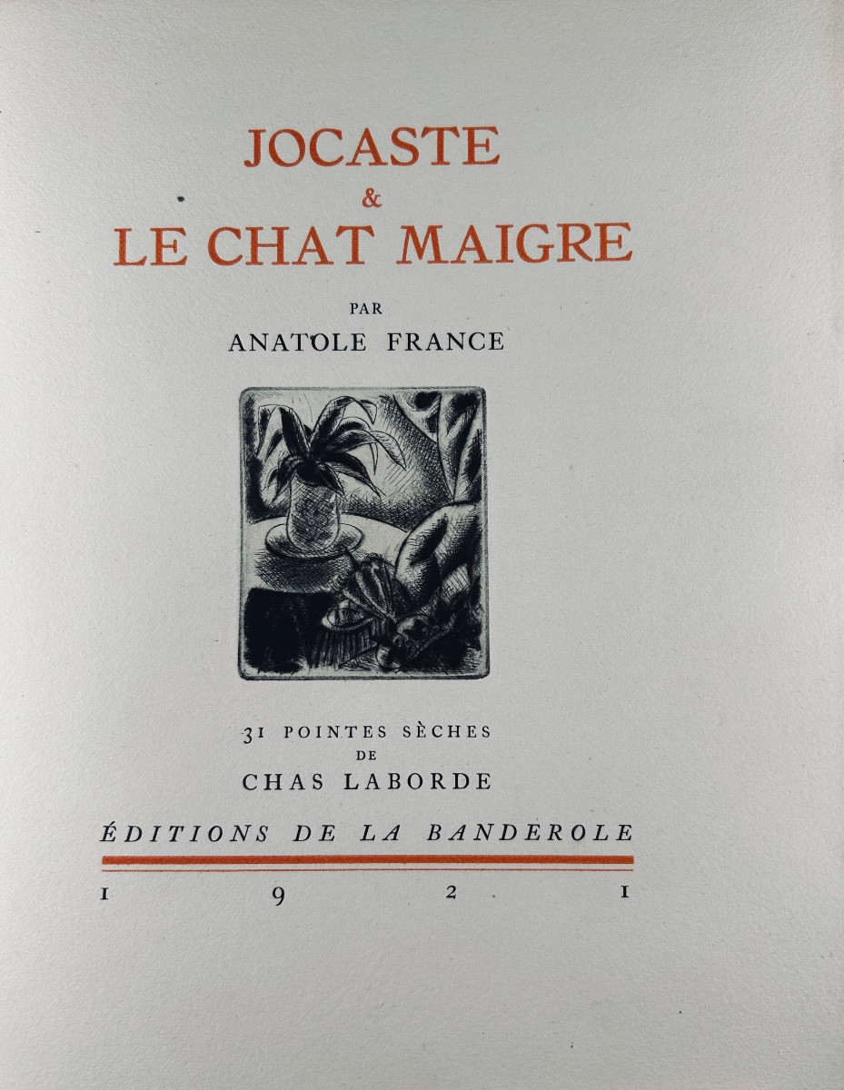 France (anatole) - Jocaste & Le Chat Maigre. Banderolle, 1921, Illustrated By Chas Laborde.-photo-2