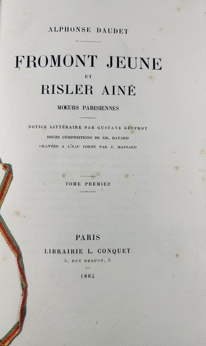 Daudet (alphonse) - Fromont Jeune And Risler Ainé. Moeurs Parisiennes. Conquet, 1885, Bound.-photo-3