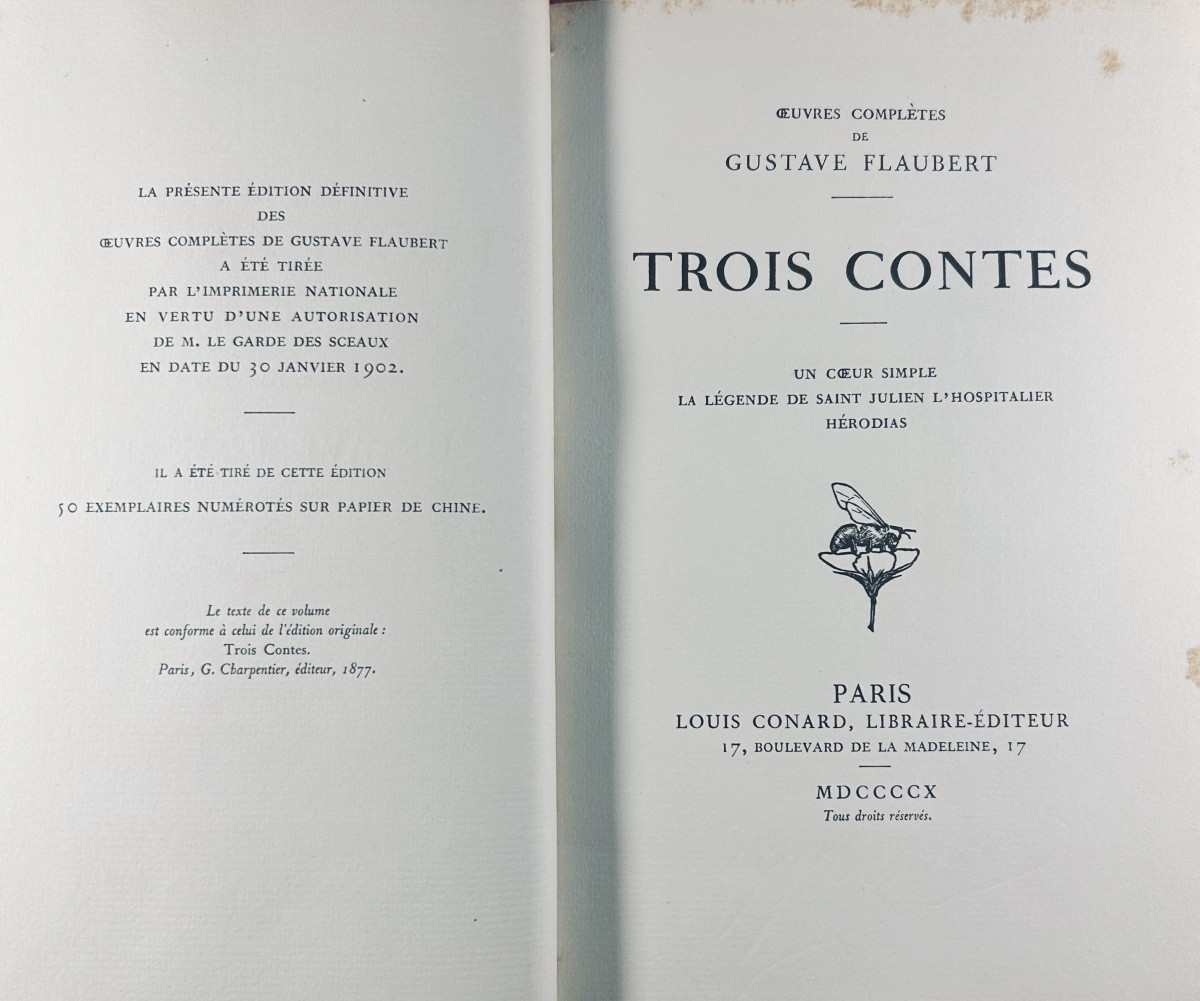 Flaubert (gustave) - Trois Contes. Connard, 1910, Signed Binding By Canaps. Nice Bookplate.-photo-2