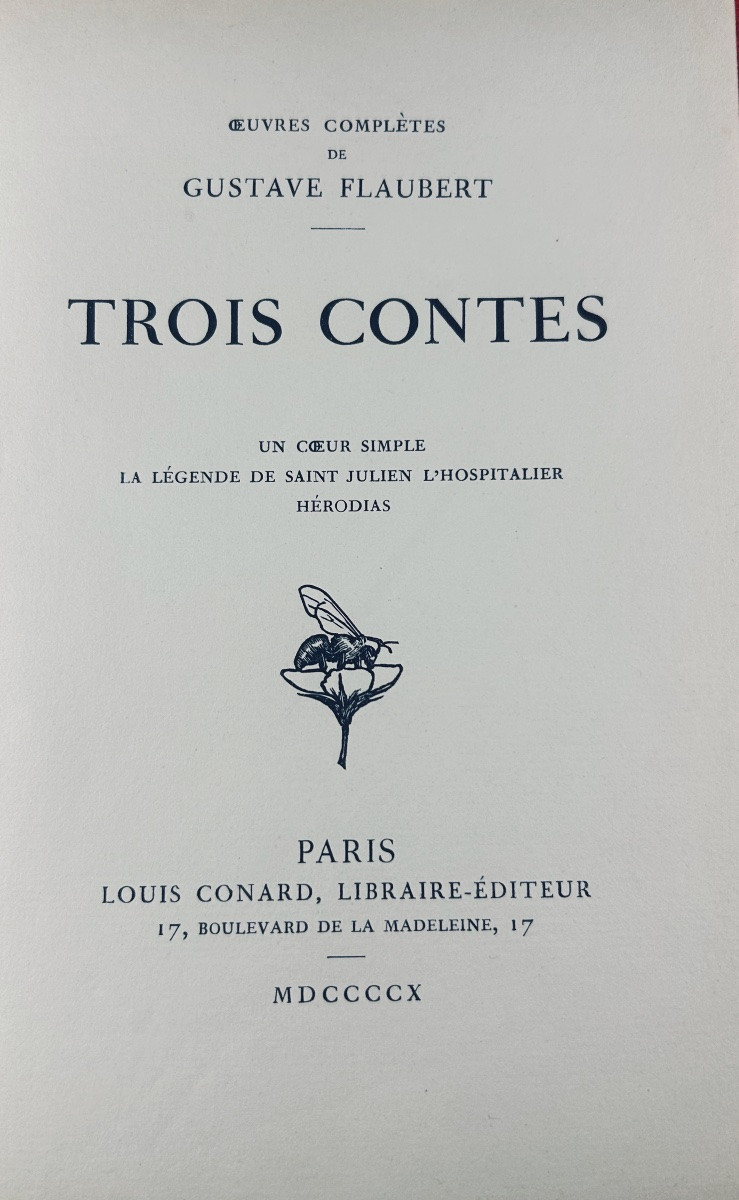 Flaubert (gustave) - Trois Contes. Connard, 1910, Signed Binding By Canaps. Nice Bookplate.-photo-4