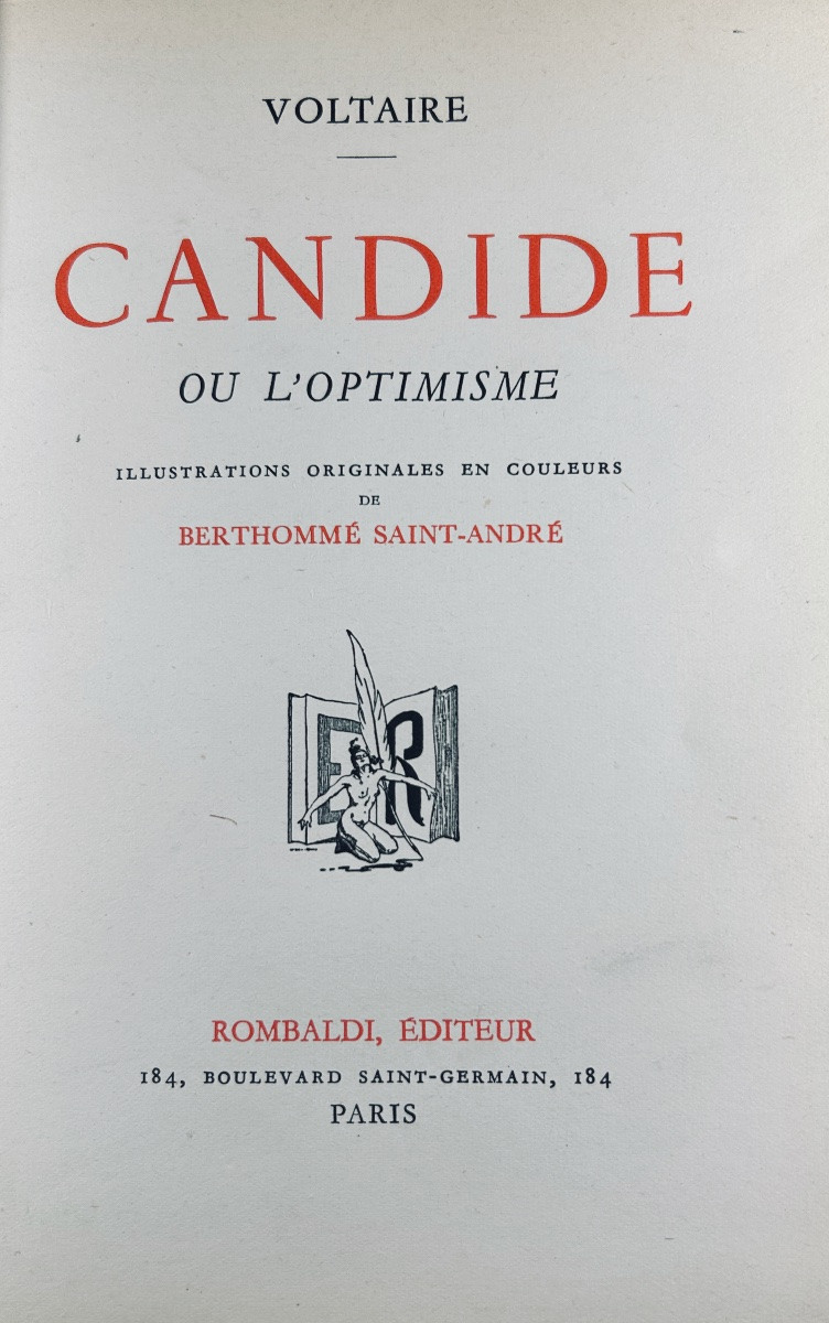 Voltaire - Candide Ou l'Optimisme. Rombaldi, 1939, With A Frontispiece By Bertommé Saint-andré.-photo-2