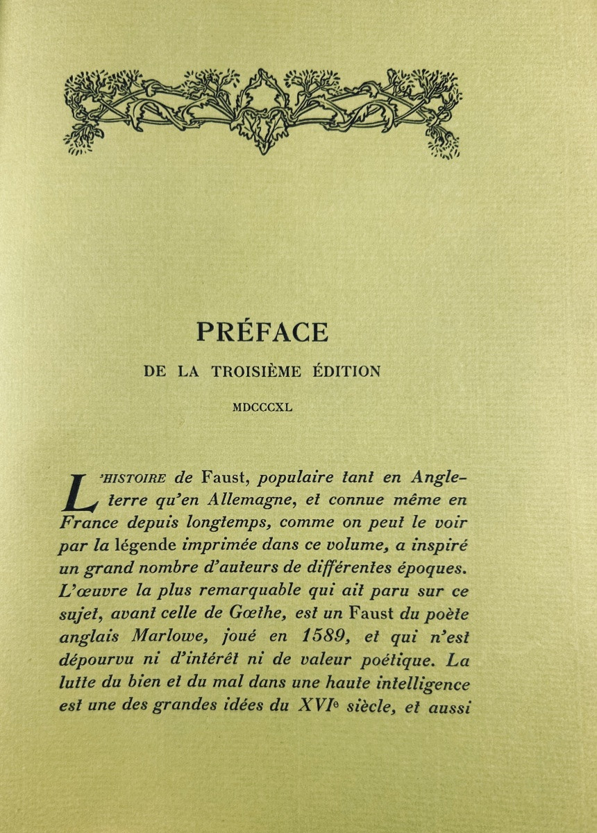Goethe - Faust And The Second Faust. Georges Crès Et Cie, 1913, On Almond Green Rives Paper.-photo-3