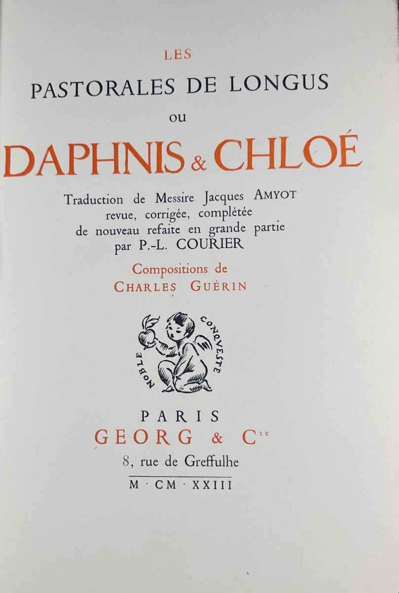 [guérin] - Longus - Les Amours Pastorales De Daphnis & Chloé. Georg Et Cie, 1923.-photo-2